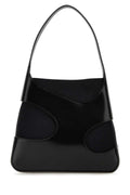 Salvatore Ferragamo Women Black Leather And Canvas Cut Out S Handbag